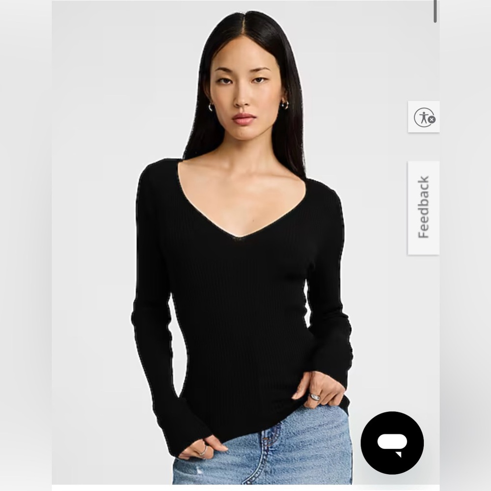 New with Tags Express double V neck ribbed black sweater